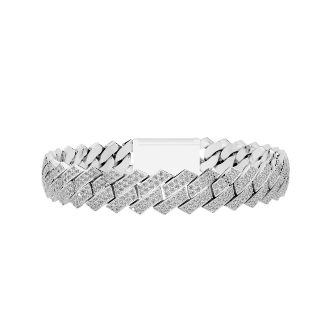 10 MM RAISED CUBAN BRACELET WHITE