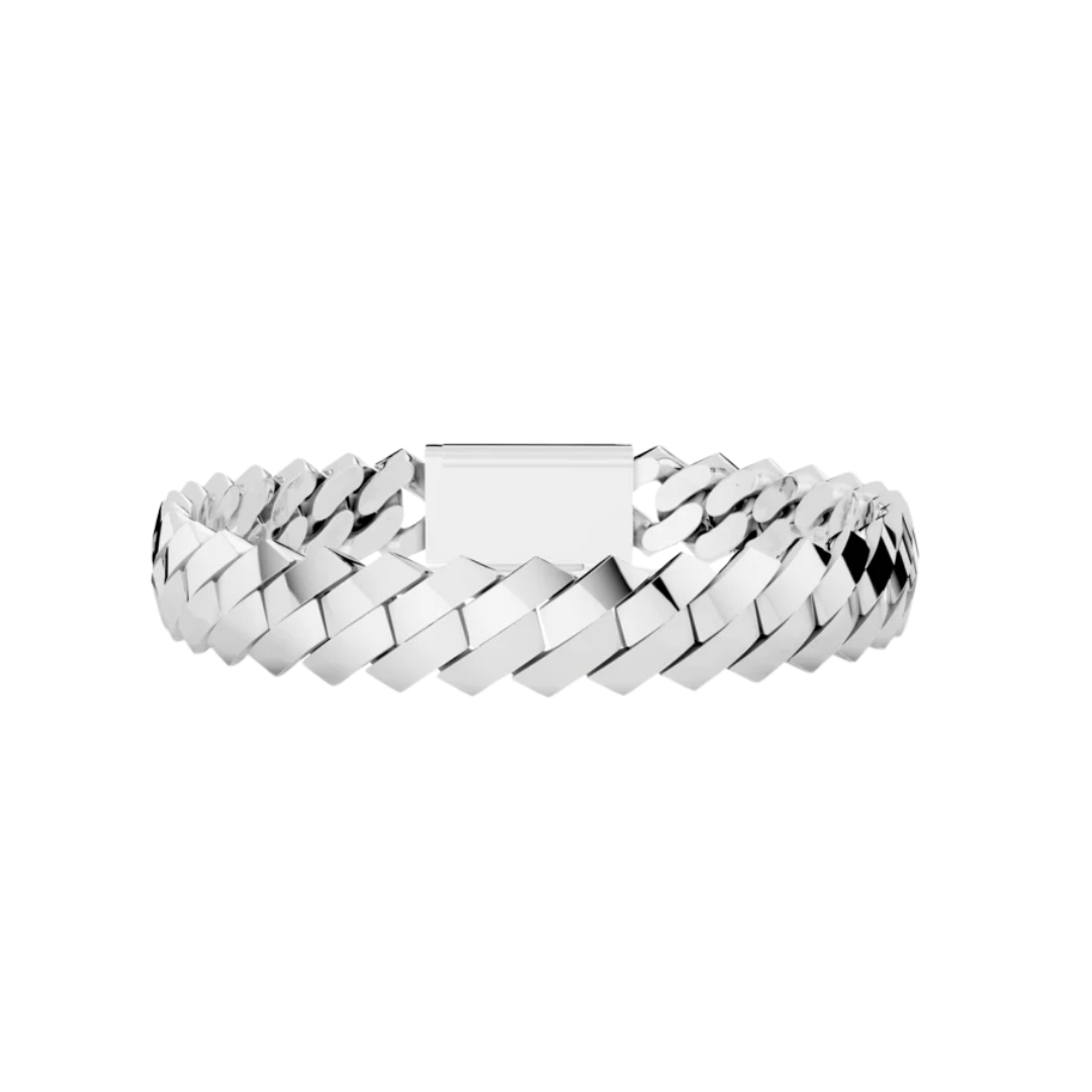10 MM SOLID RAISED CUBAN BRACELET WHITE