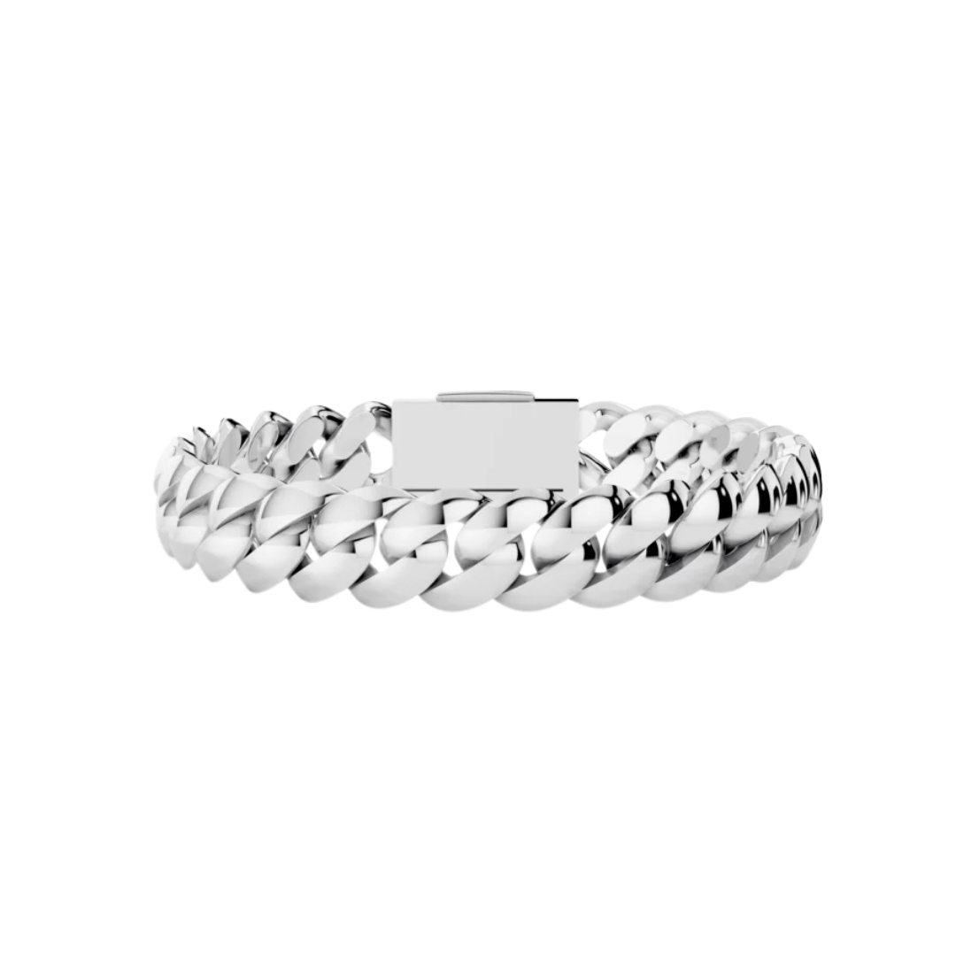 10 MM SOLID CUBAN BRACELET WHITE