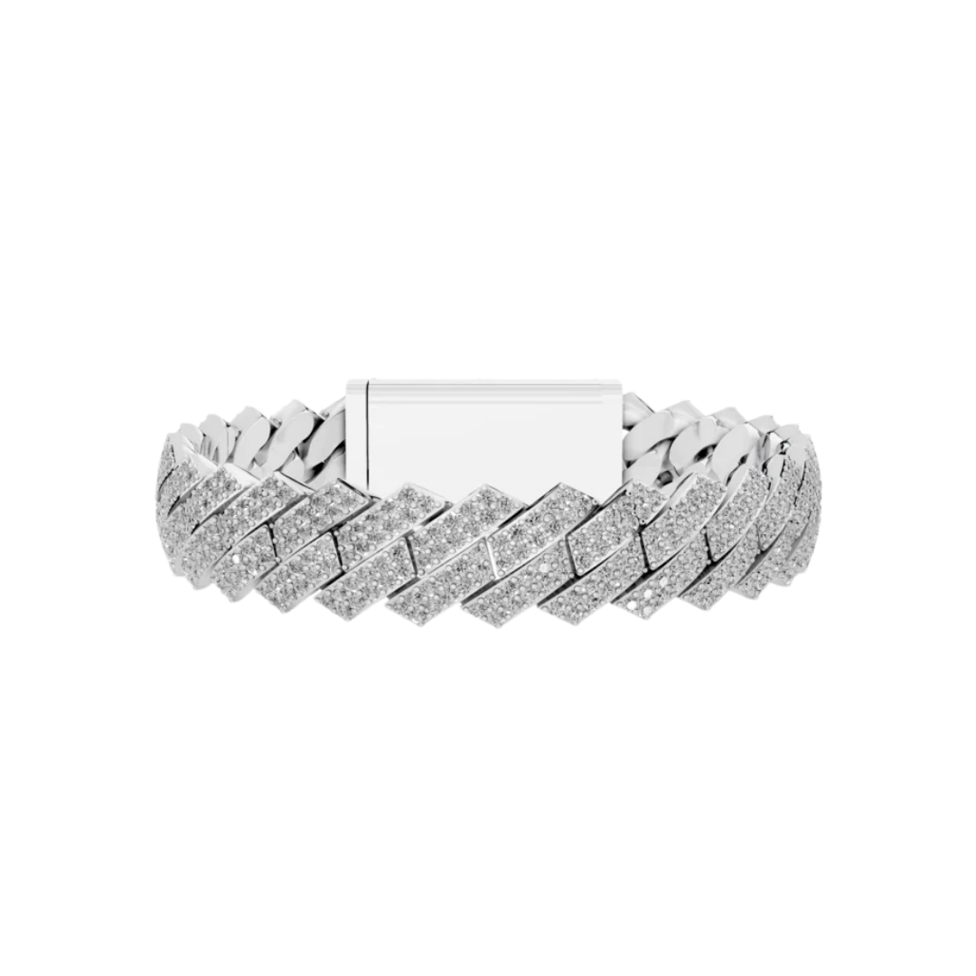 12 MM RAISED CUBAN BRACELET WHITE