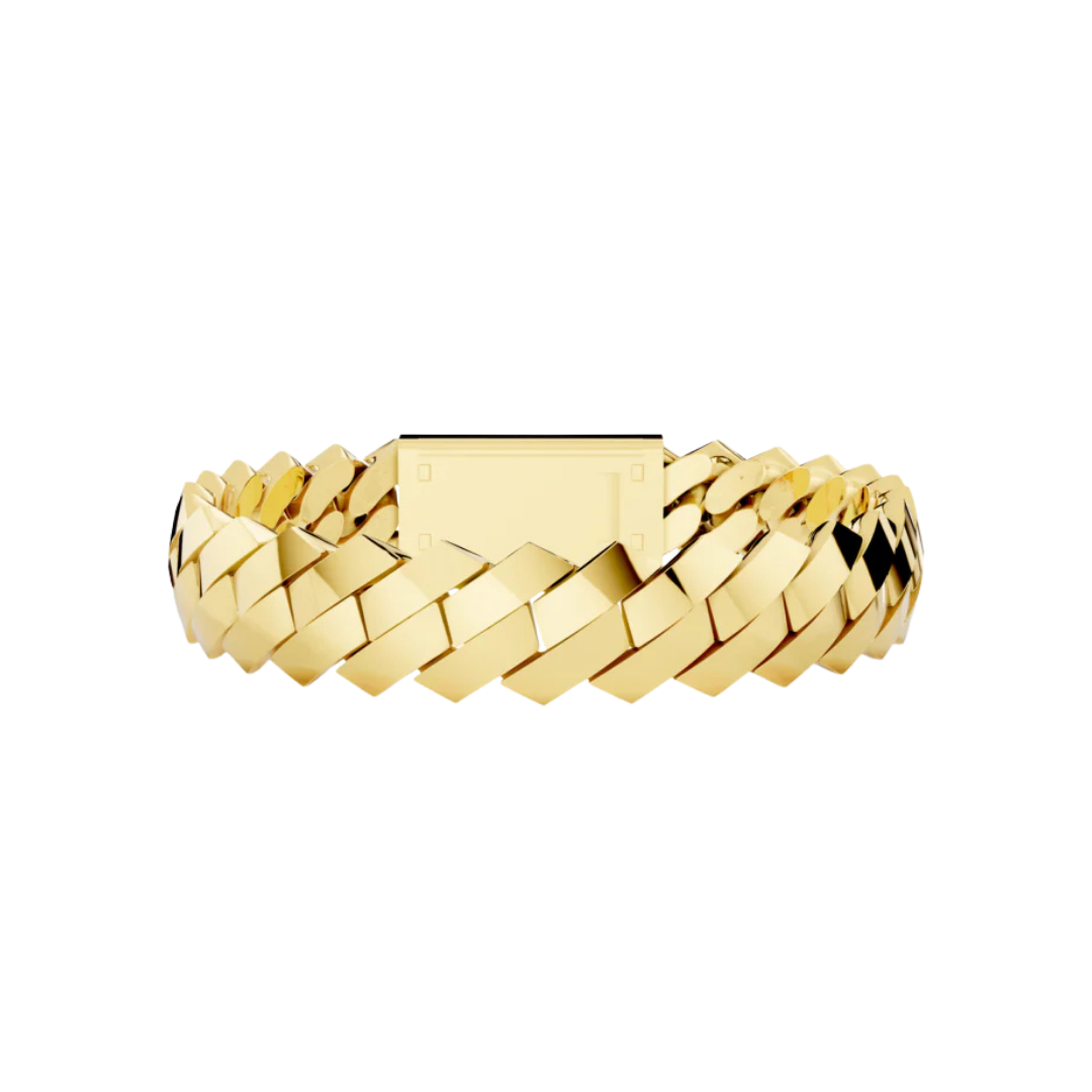 12 MM SOLID RAISED CUBAN BRACELET YELLOW