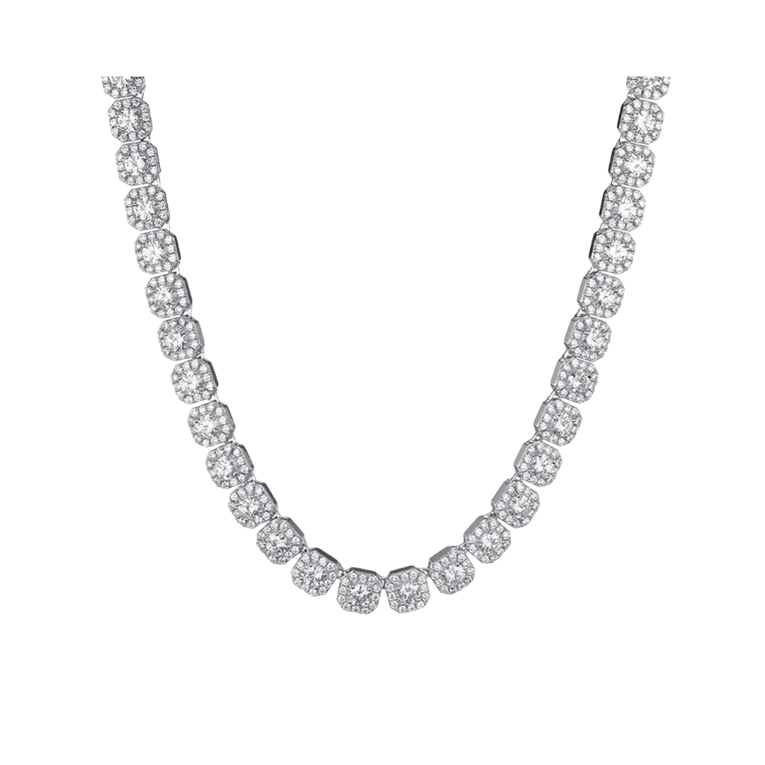 MICRO CLUSTERED TENNIS CHAIN IN WHITE GOLD- 8 MM