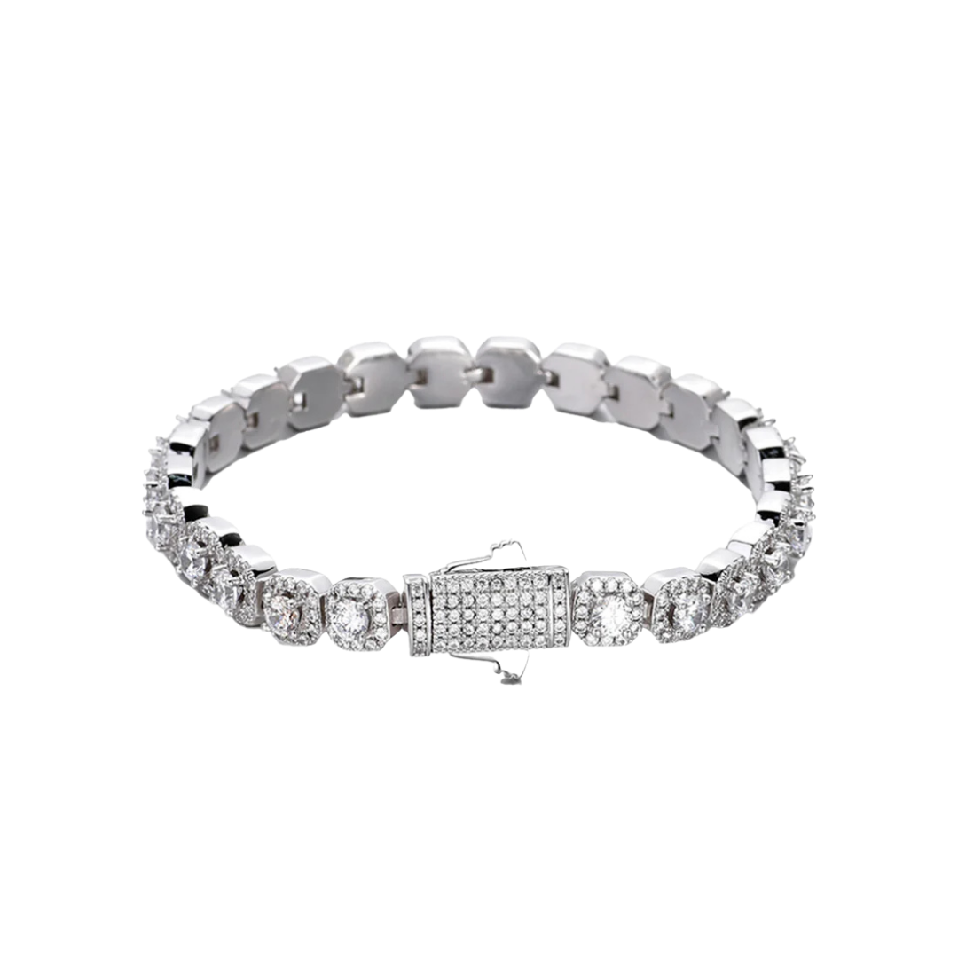 MICRO CLUSTERED TENNIS BRACELET IN WHITE GOLD - 8 MM