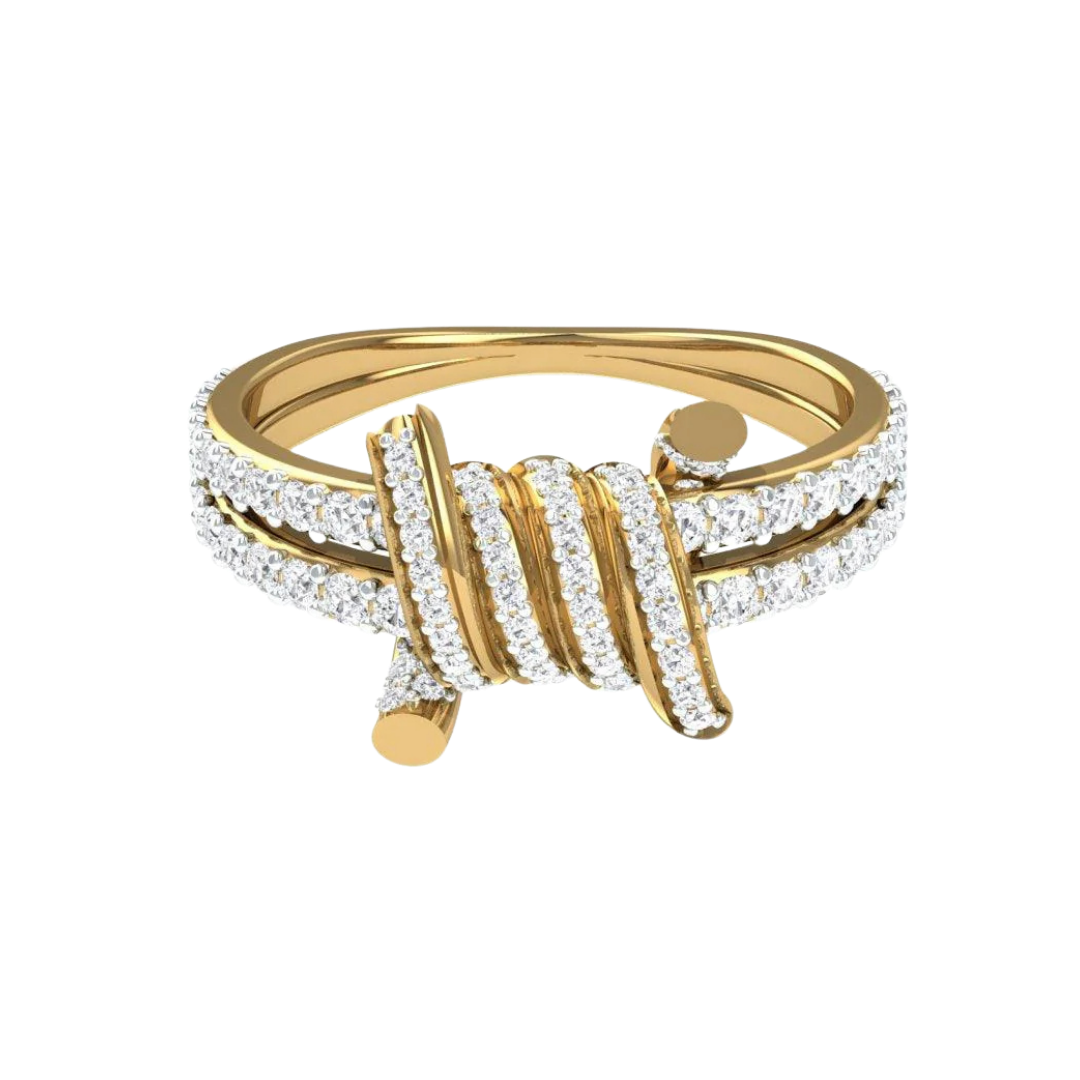 BARBED WIRED RING YELLOW