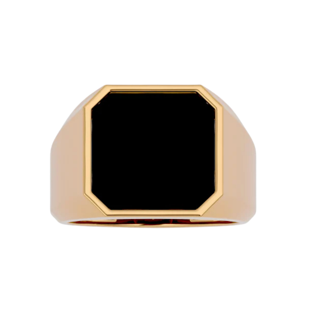 BLACK SQUARE SIGNET RING YELLOW