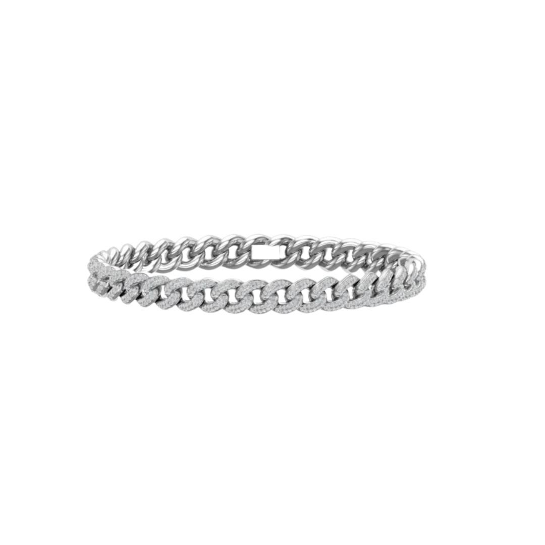 9MM CUBAN BRACELET WHITE