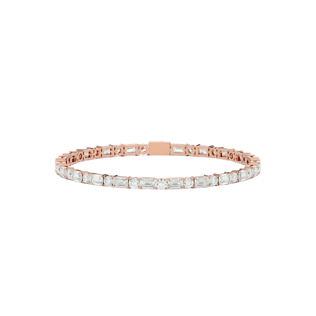 BAGUETTE AND ROUND TENNIS BRACELET ROSE