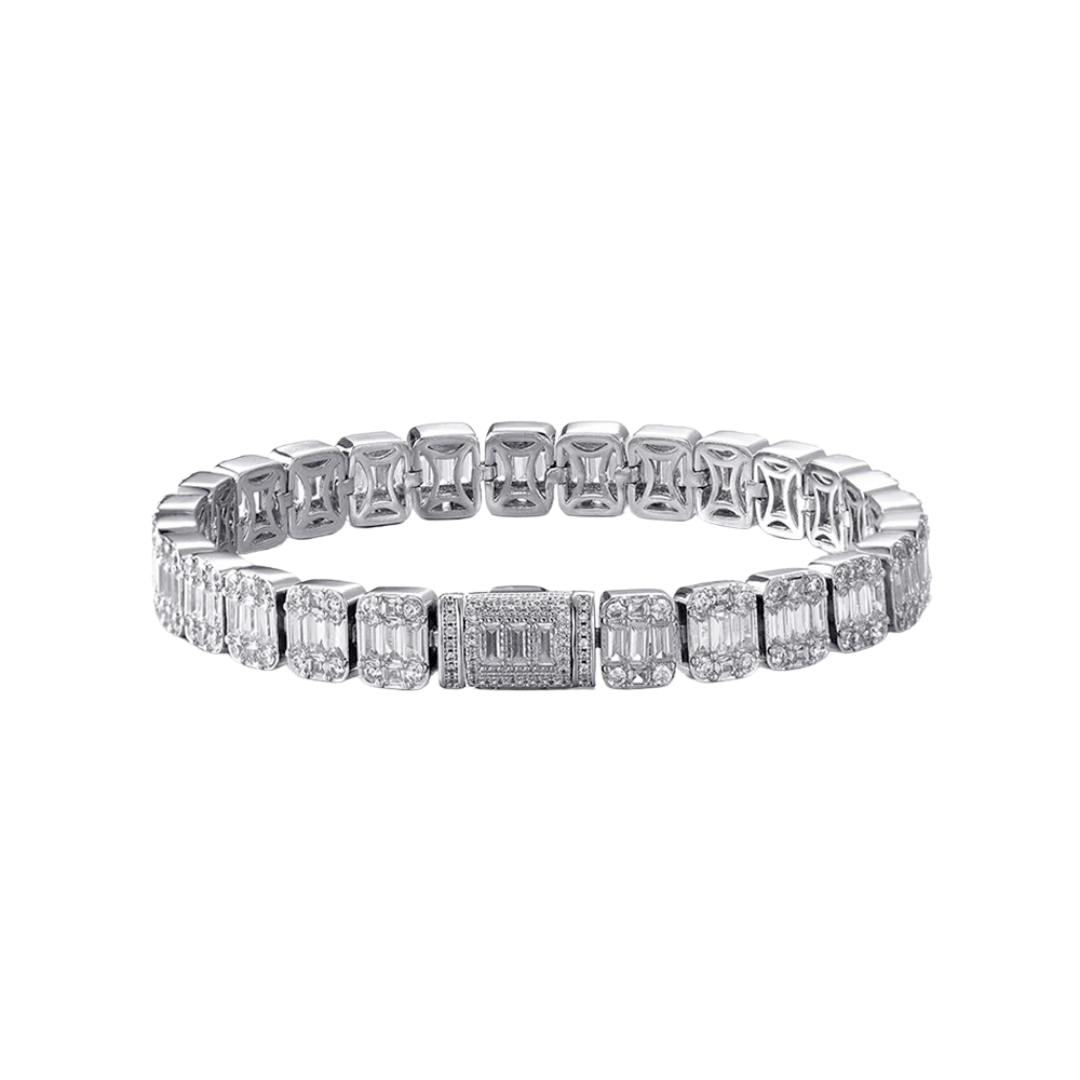 BAGUETTE TENNIS BRACELET IN WHITE GOLD-10 MM