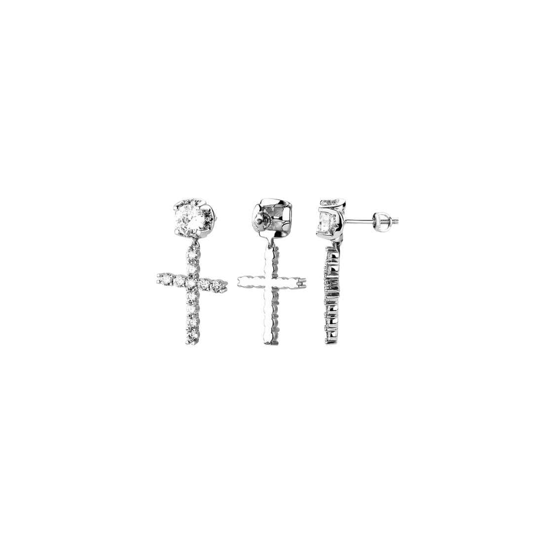DIAMOND STUDDED CROSS EARRING
