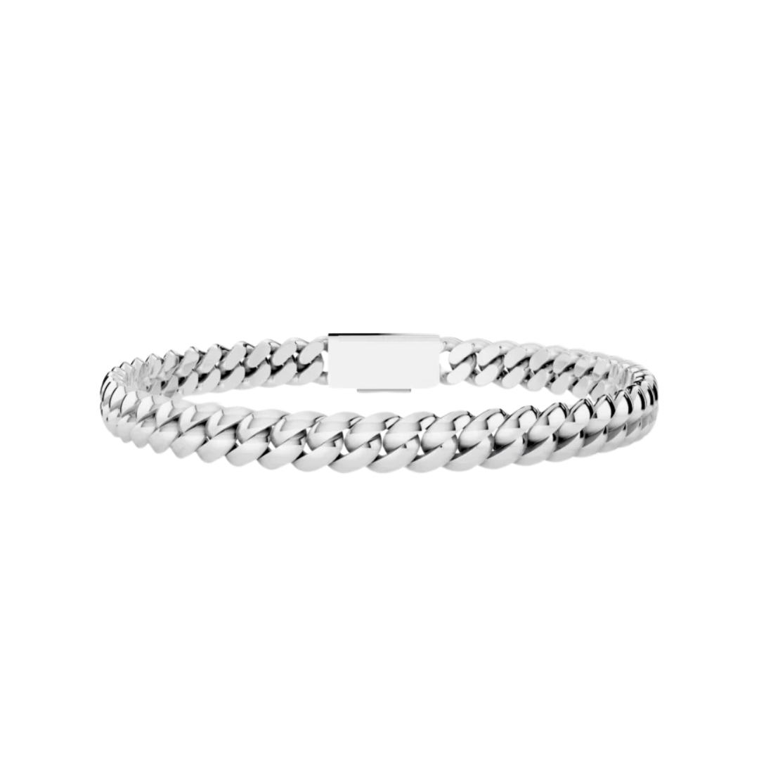 6 MM SOLID CUBAN BRACELET WHITE