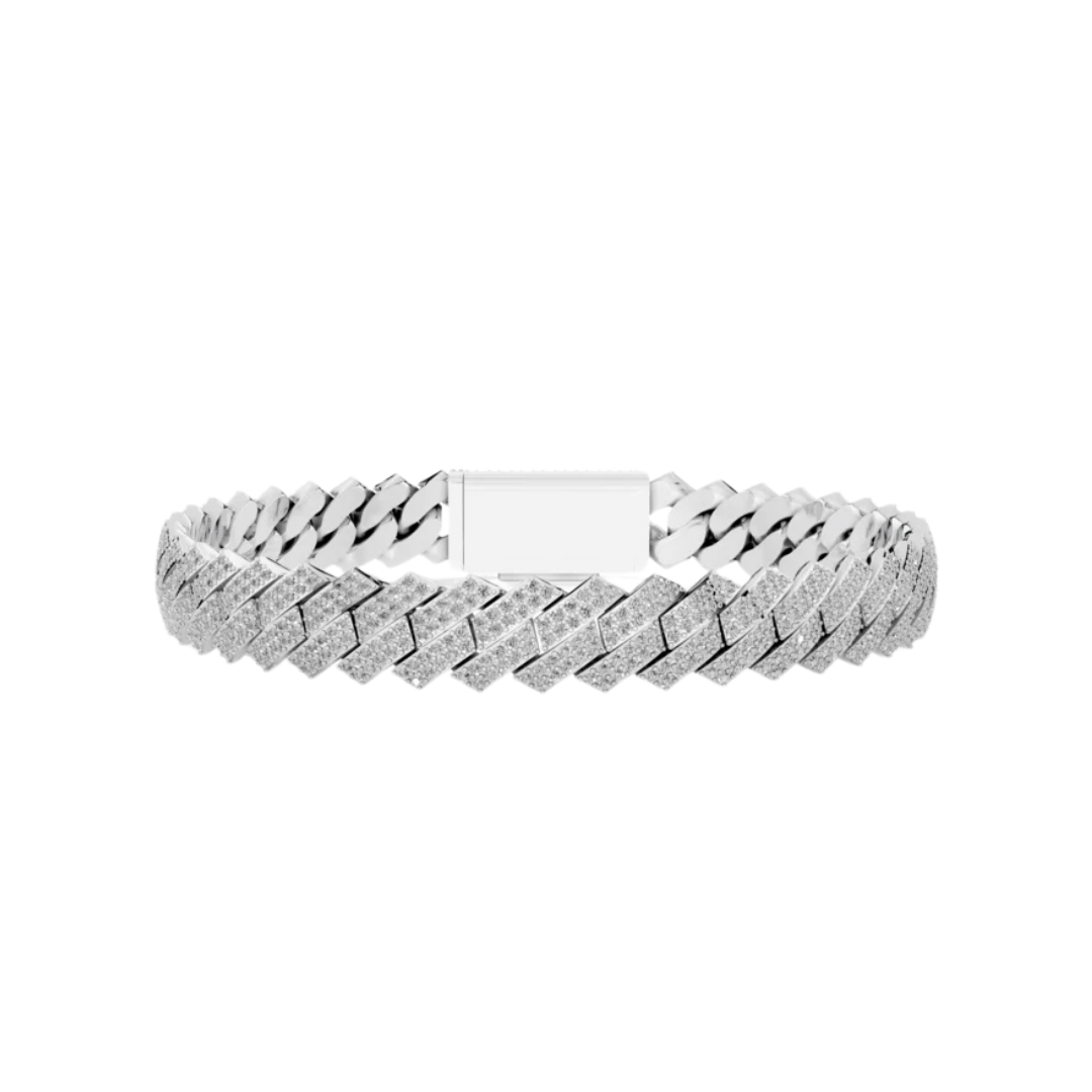 8 MM RAISED CUBAN BRACELET WHITE