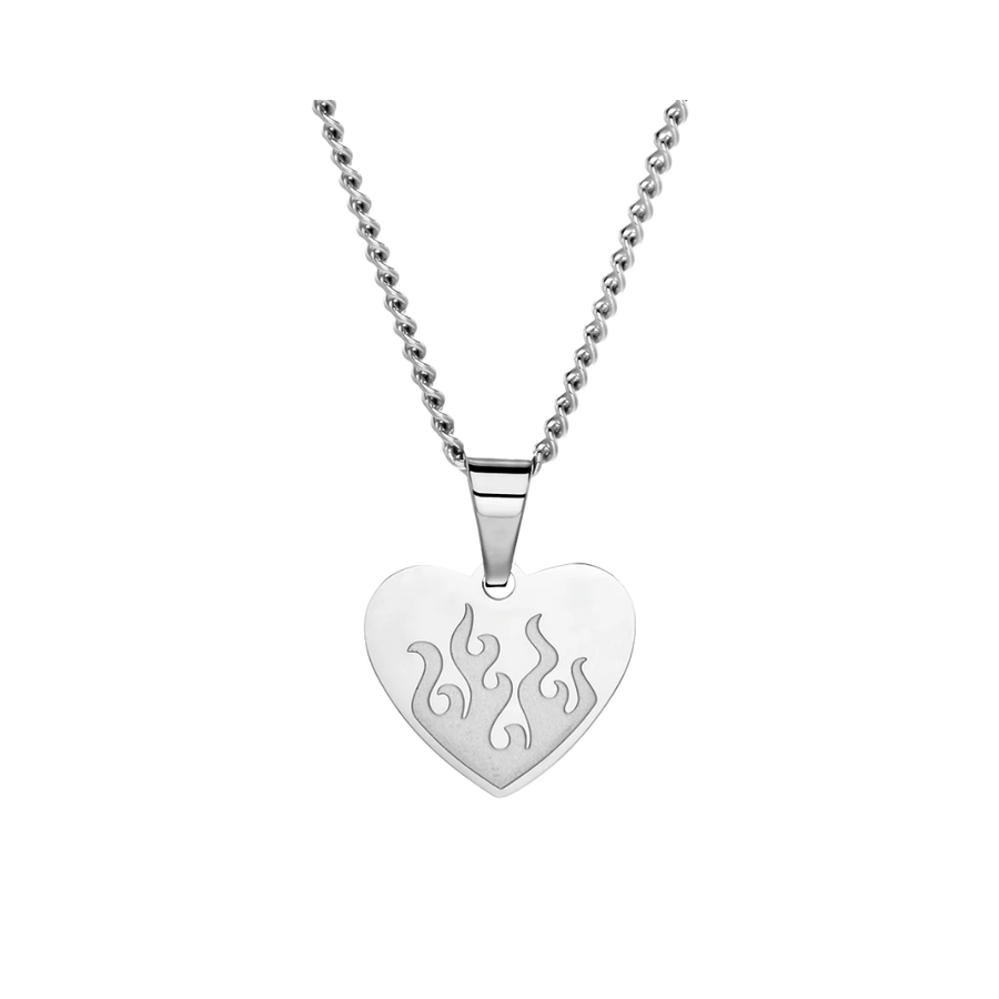 BURNING HEART CHARM WITH CURB CHAIN