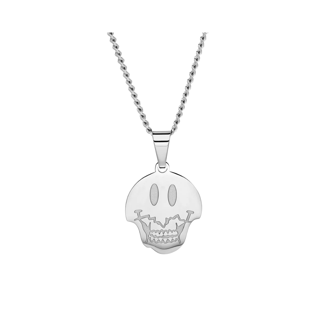 DEAD SMILEY PENDANT WITH CURB CHAIN
