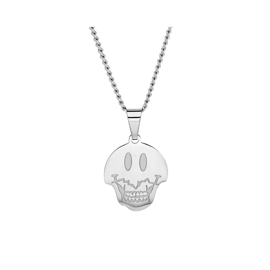 DEAD SMILEY PENDANT WITH CURB CHAIN