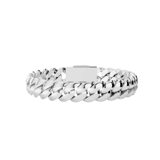 10 MM SOLID CUBAN BRACELET WHITE