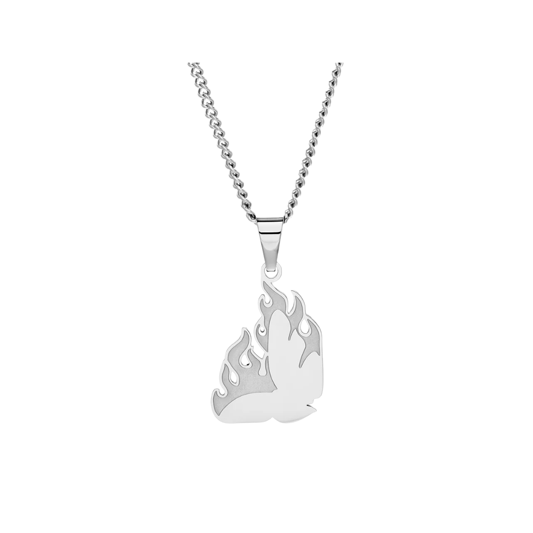 FLAME BUTTERFLY CHARM WITH CURB CHAIN