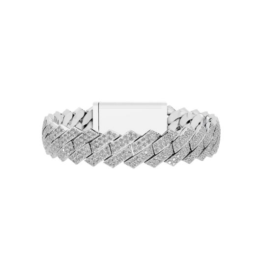 12 MM RAISED CUBAN BRACELET WHITE