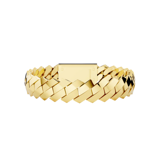 12 MM SOLID RAISED CUBAN BRACELET YELLOW