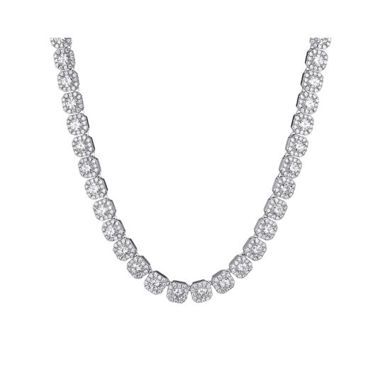 MICRO CLUSTERED TENNIS CHAIN IN WHITE GOLD- 8 MM