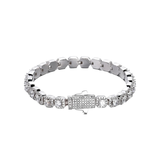 MICRO CLUSTERED TENNIS BRACELET IN WHITE GOLD - 8 MM