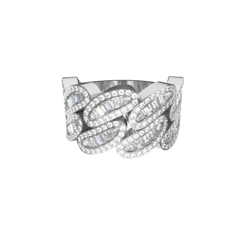 STEPPED HAVANA BAND SILVER