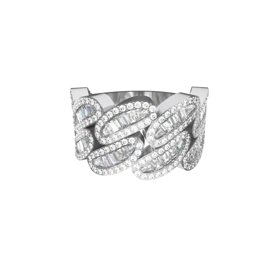 STEPPED HAVANA BAND SILVER