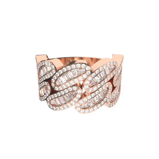 BAGUETTE CUBAN LINK RING ROSE