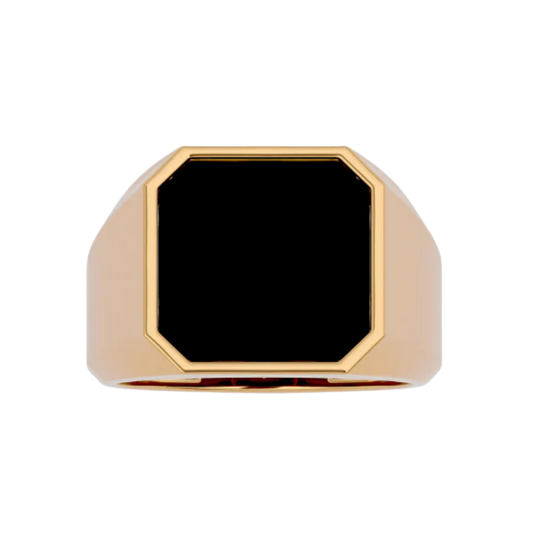 BLACK SQUARE SIGNET RING YELLOW