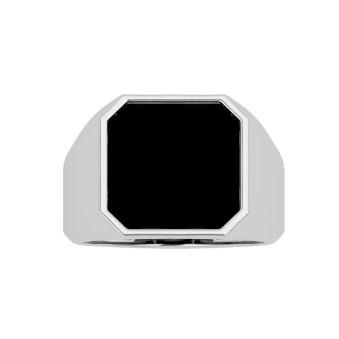 ONYX SQUARE SEAL RING SILVER