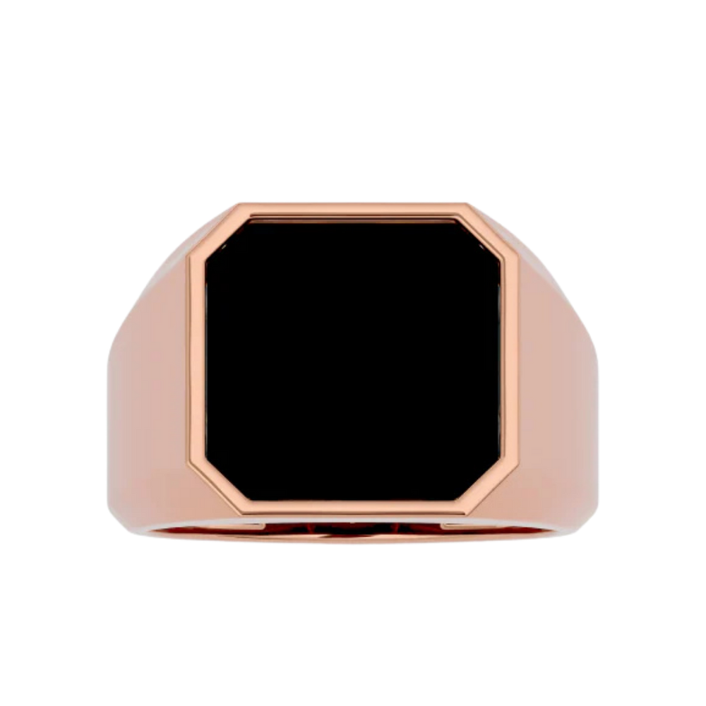 ONYX SQUARE SEAL RING ROSE GOLD
