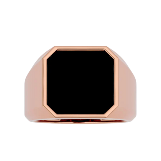 BLACK SQUARE SIGNET RING ROSE