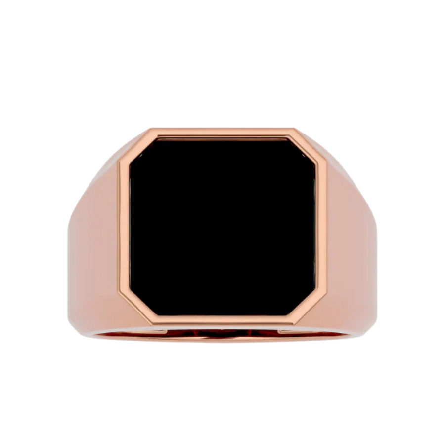 ONYX SQUARE SEAL RING ROSE GOLD