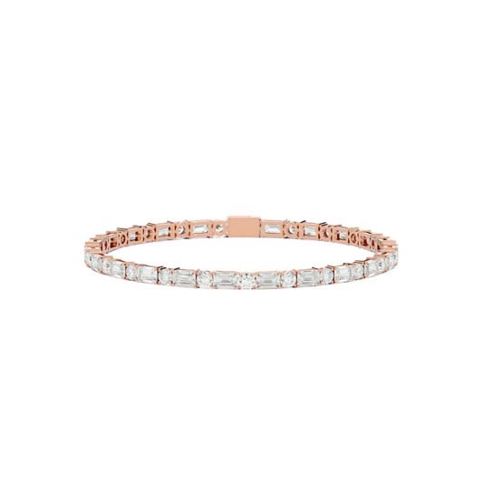 BAGUETTE AND ROUND TENNIS BRACELET ROSE