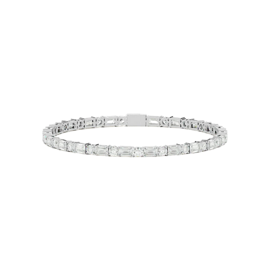 BAGUETTE AND ROUND TENNIS BRACELET  WHITE