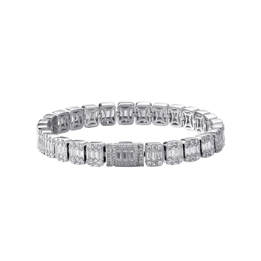 BAGUETTE TENNIS BRACELET IN WHITE GOLD-10 MM