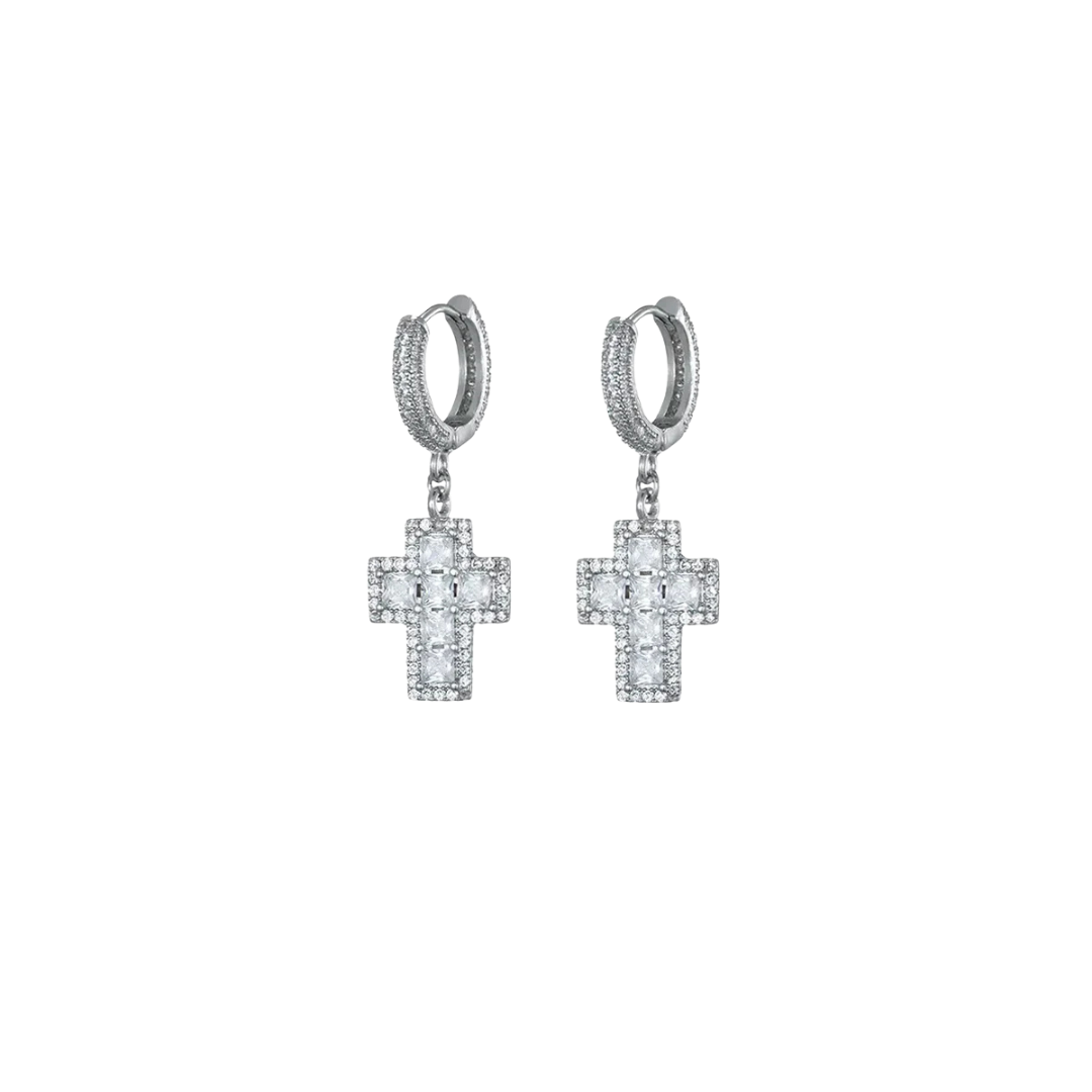 BAGUETTE CROSS EARRING