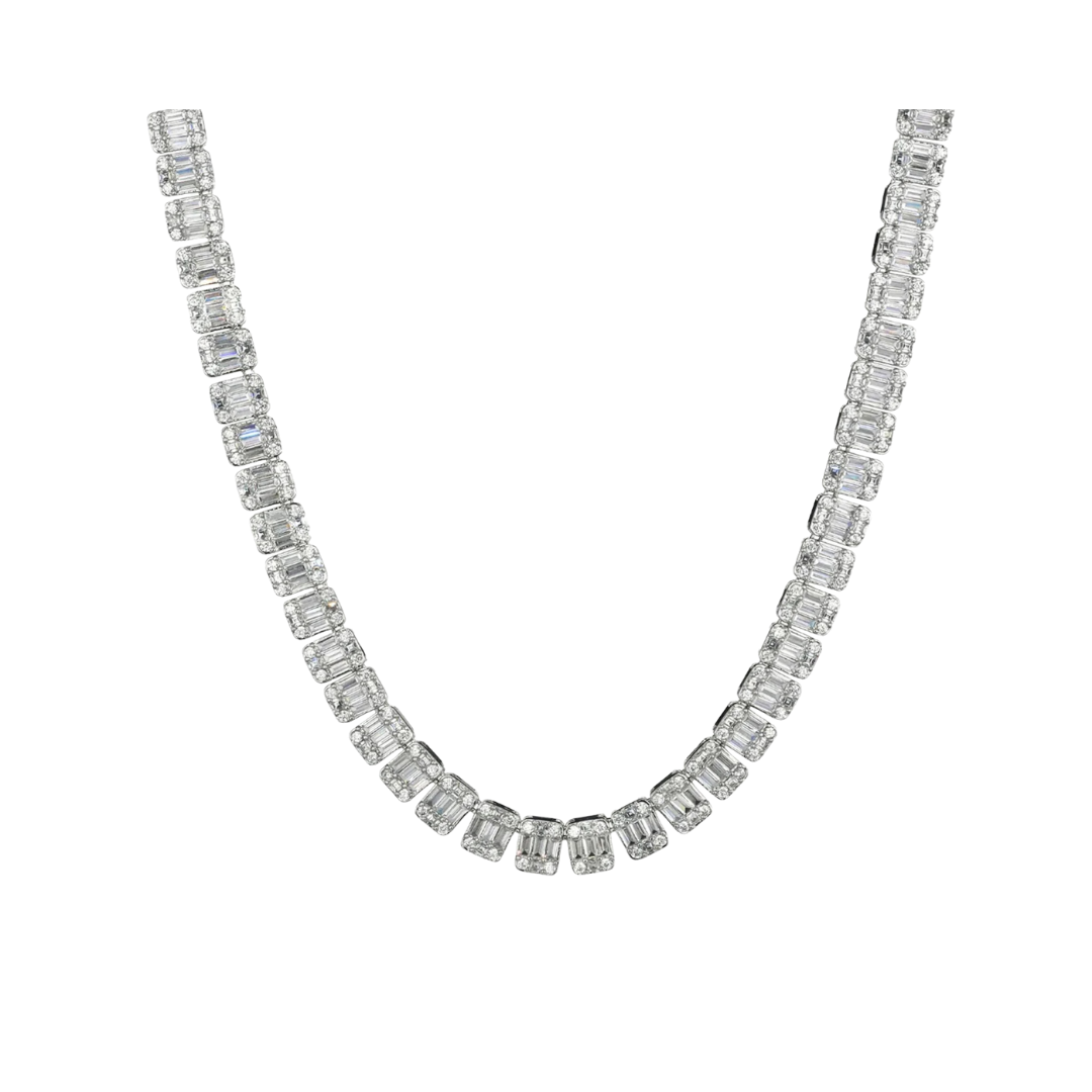 BAGUETTE TENNIS CHAIN IN WHITE GOLD - 10MM