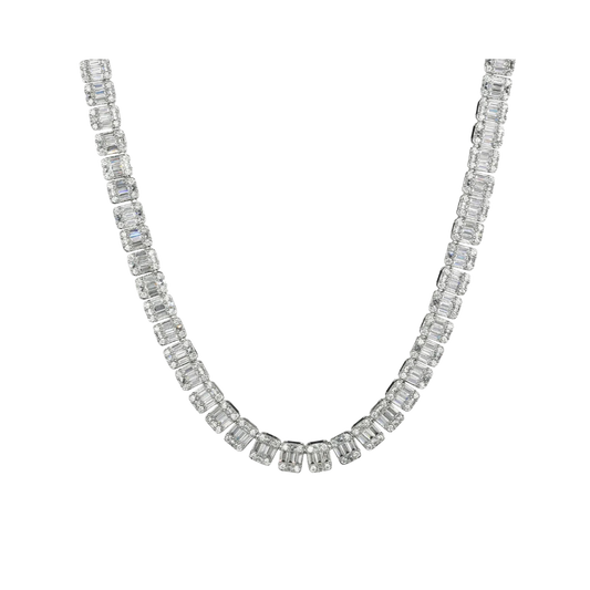 BAGUETTE TENNIS CHAIN IN WHITE GOLD - 10MM