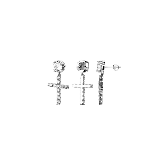 DIAMOND STUDDED CROSS EARRING