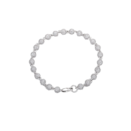 ICED BALL BRACELET IN WHITE GOLD