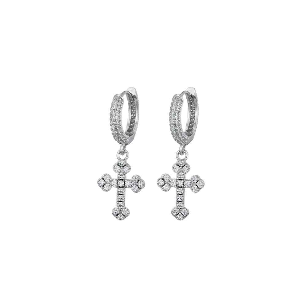 MICRO CRUCIFIX HOOP EARRING