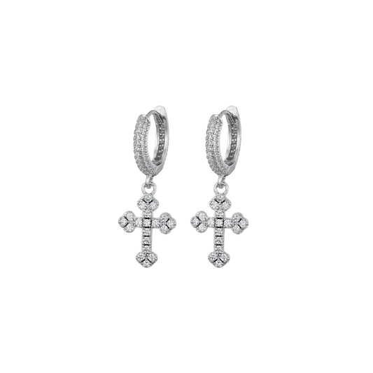 MICRO CROSS HOOP EARRING