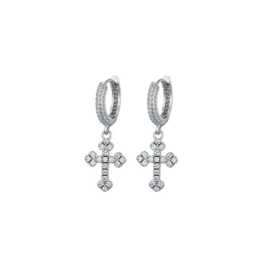 MICRO CRUCIFIX HOOP EARRING
