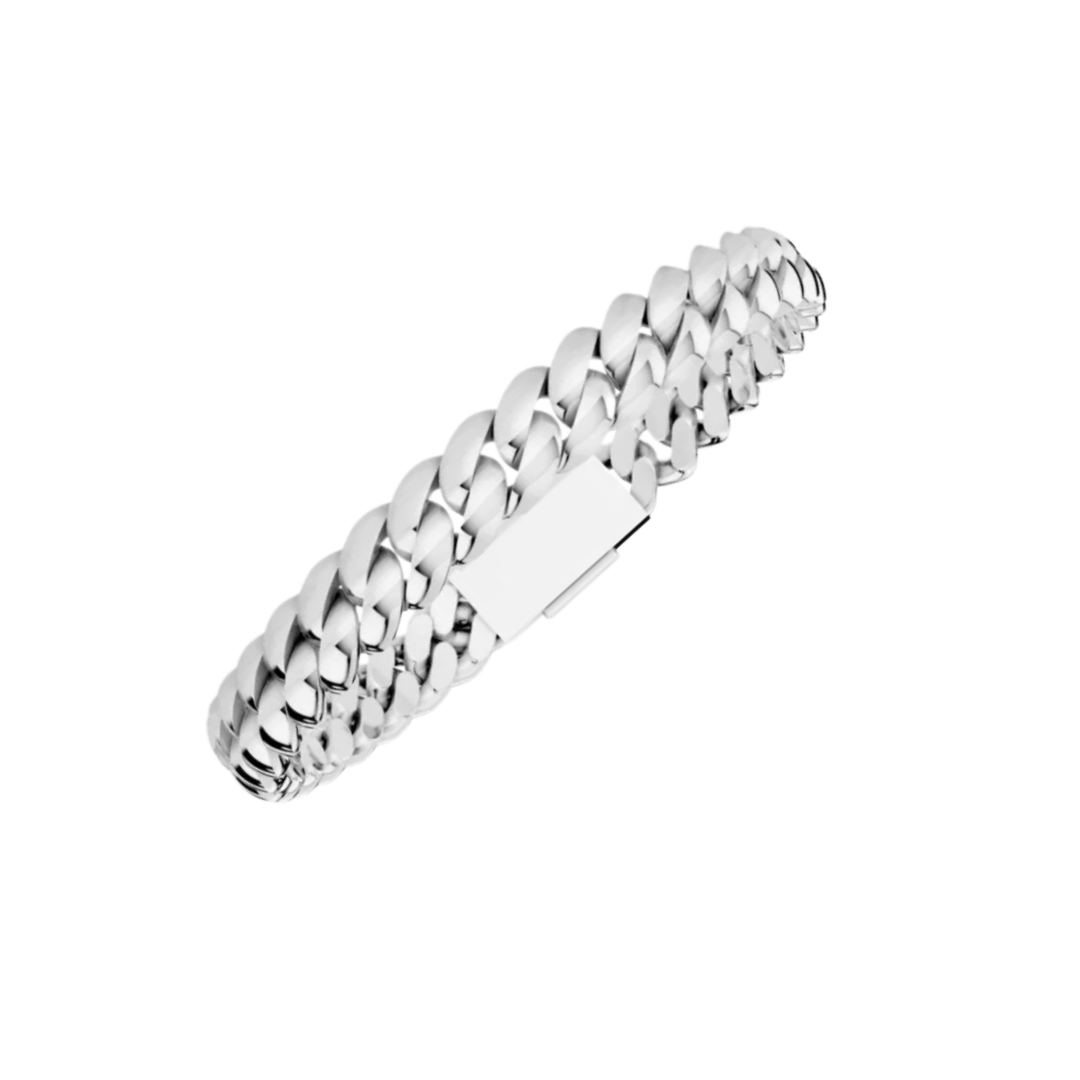 8MM SOLID HAVANA LINK SILVER