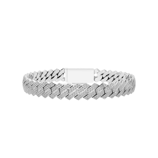 8 MM RAISED CUBAN BRACELET WHITE