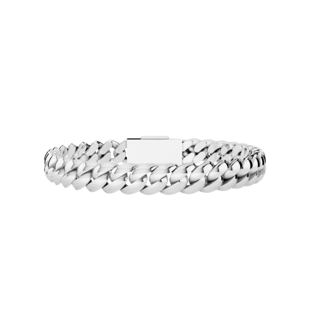 8MM SOLID HAVANA LINK SILVER