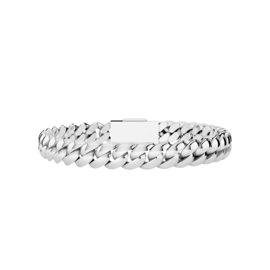 8 MM SOLID CUBAN BRACELET WHITE