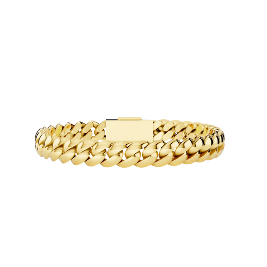 8 MM SOLID CUBAN BRACELET  YELLOW
