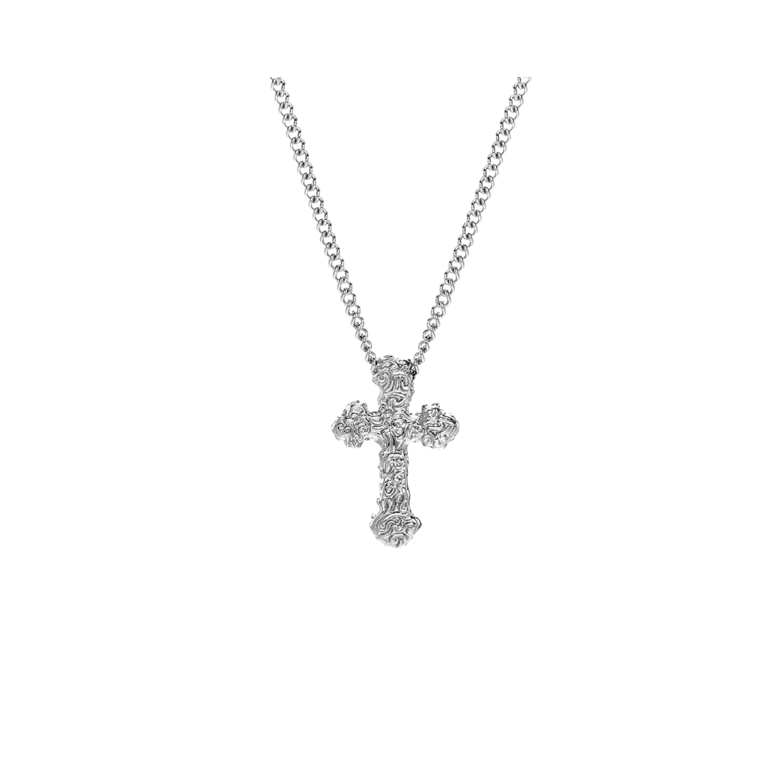 MELTED CROSS PENDANT WITH CURB CHAIN