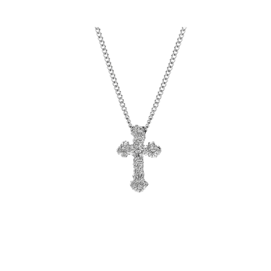 MELTED CROSS PENDANT WITH CURB CHAIN